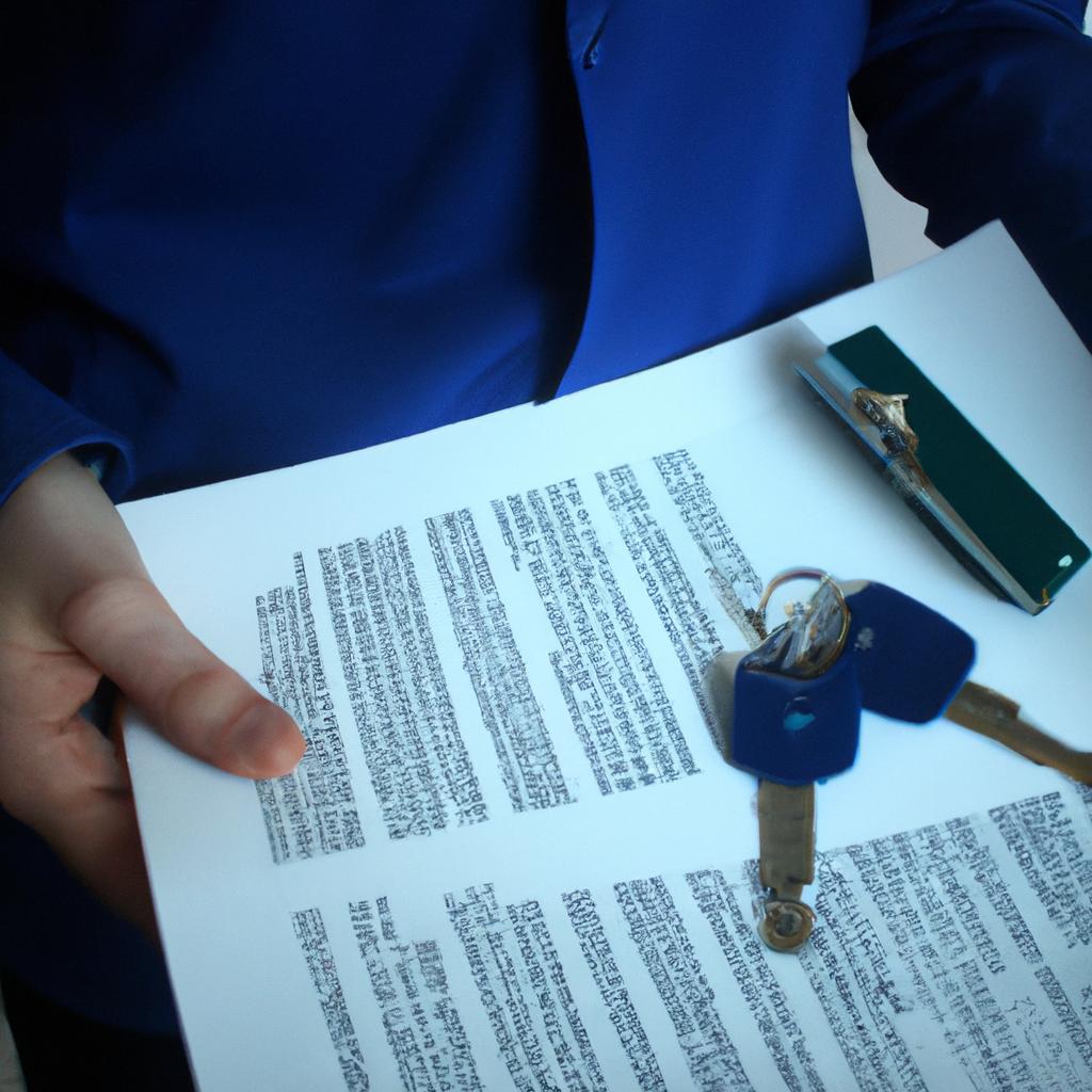Person holding keys and documents
